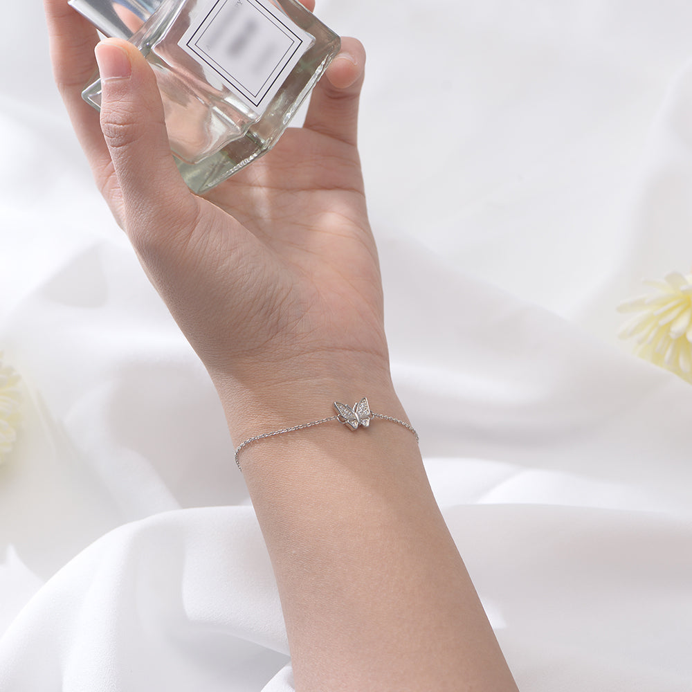 Fashion Cubic Zirconia Butterfly Adjustable Charm Bracelet