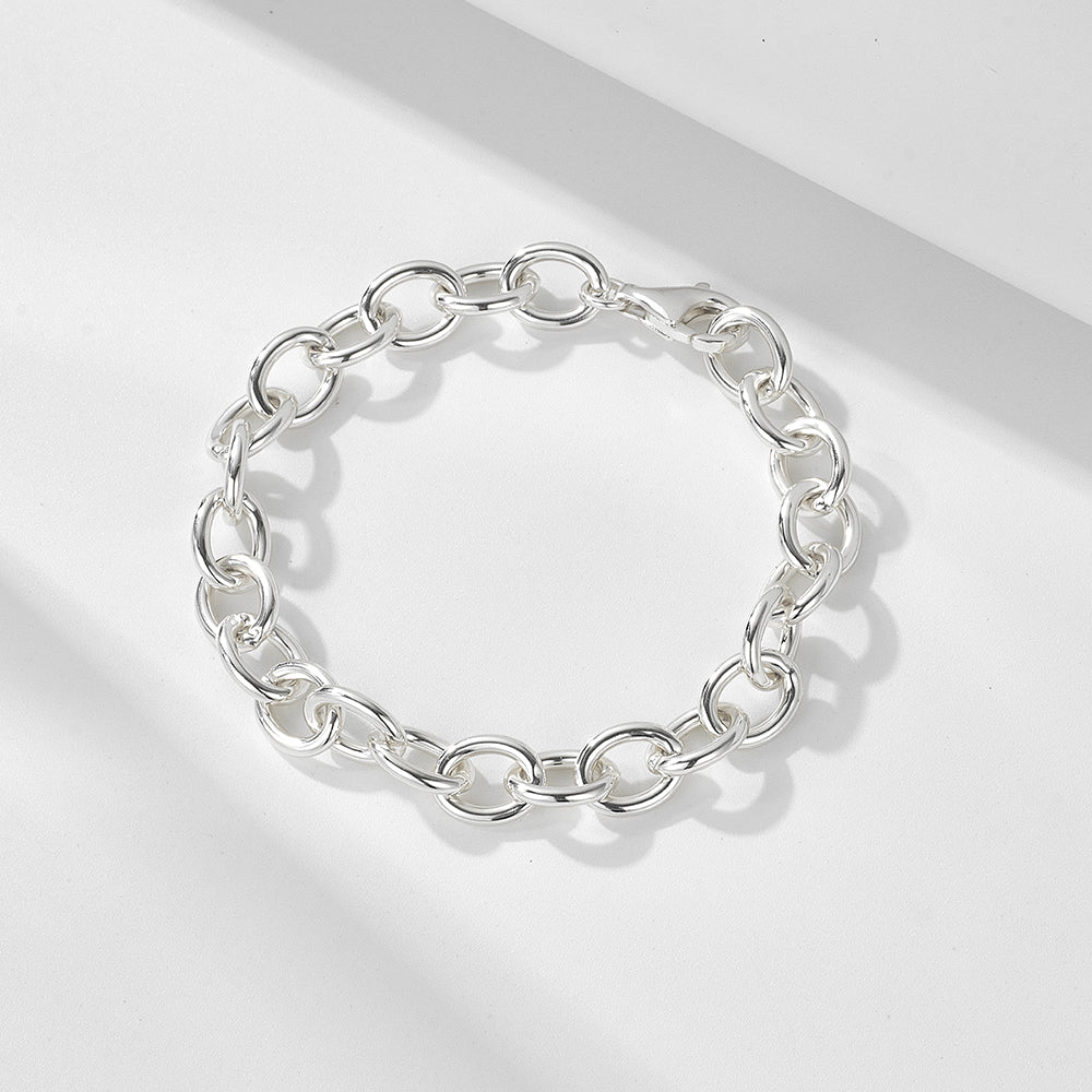 Ins Simple Fashion Solid Color High Polish 925 Sterling Silver Bracelet Jewelry