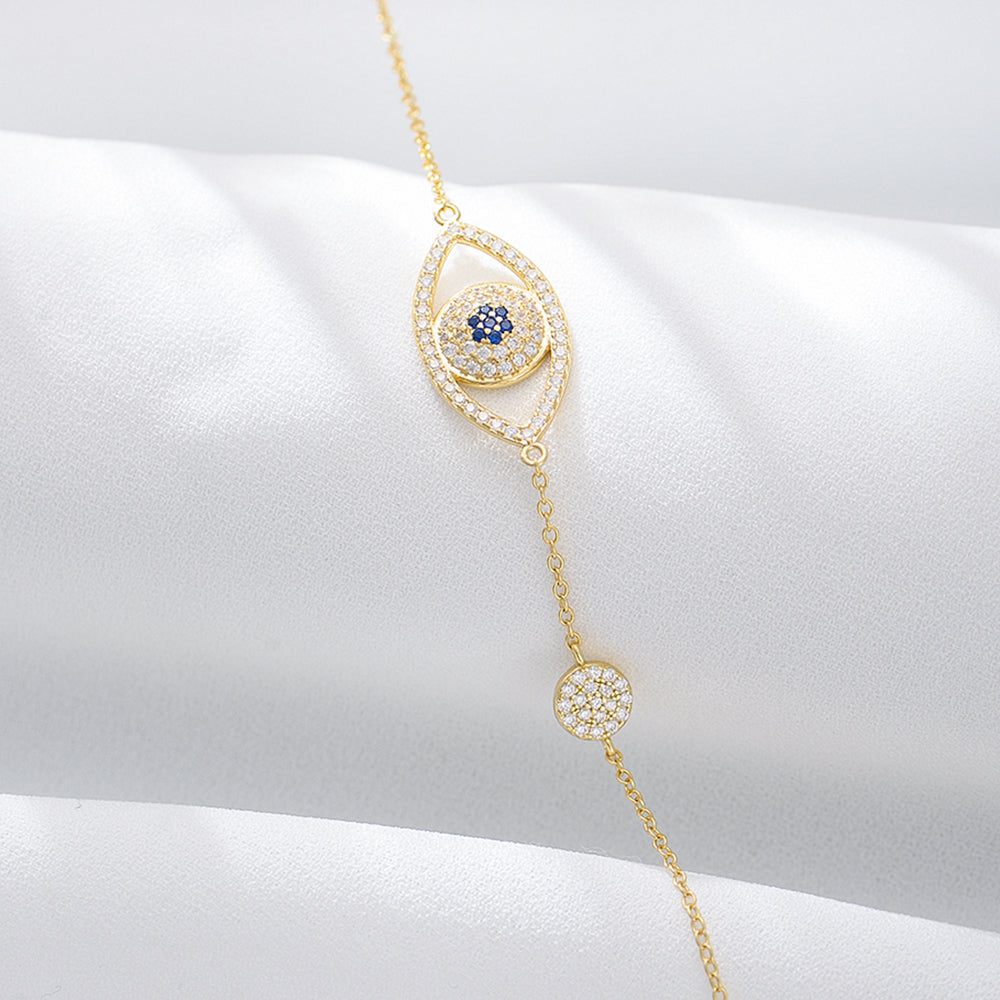 Fashion Gold Plated CZ Hamsa Evil Eyes Bracelet