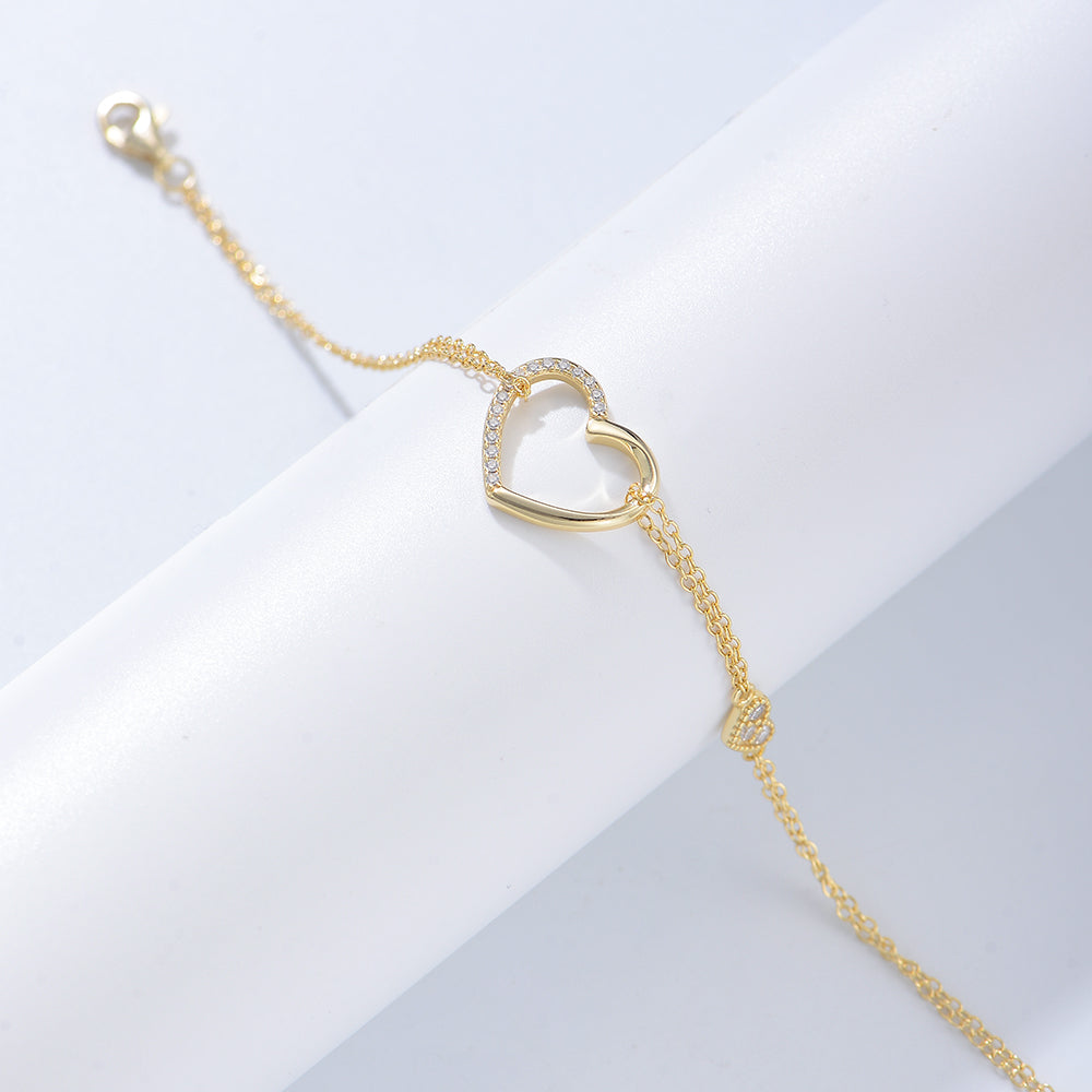 Jewelry Zirconia Heart Charm Bracelet