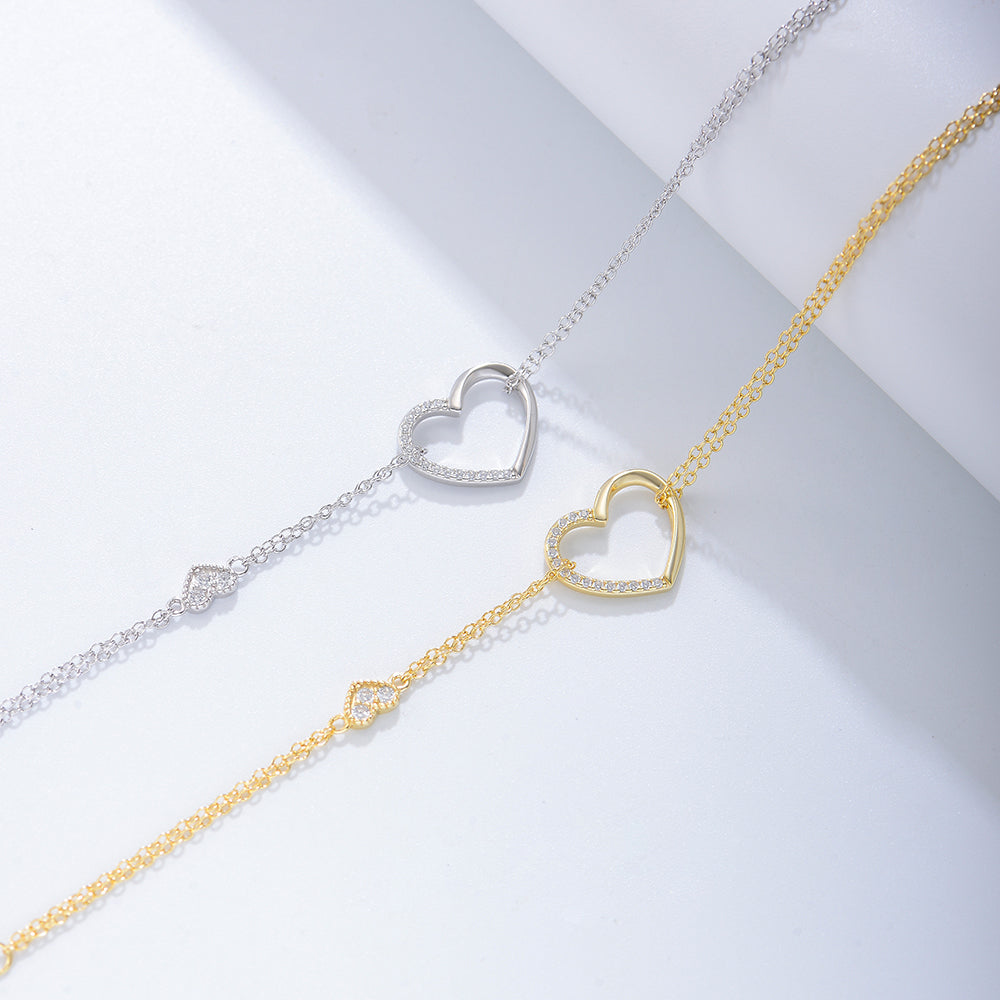 Jewelry Zirconia Heart Charm Bracelet