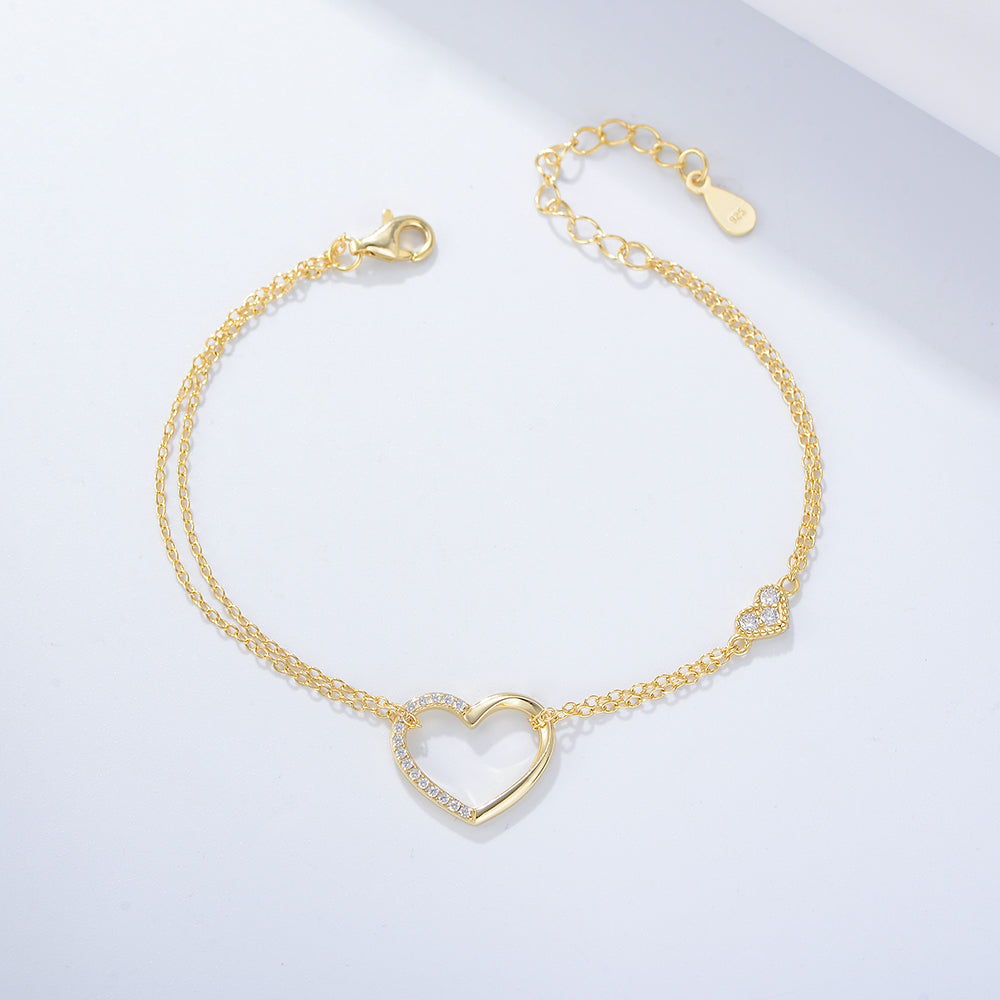 Jewelry Zirconia Heart Charm Bracelet