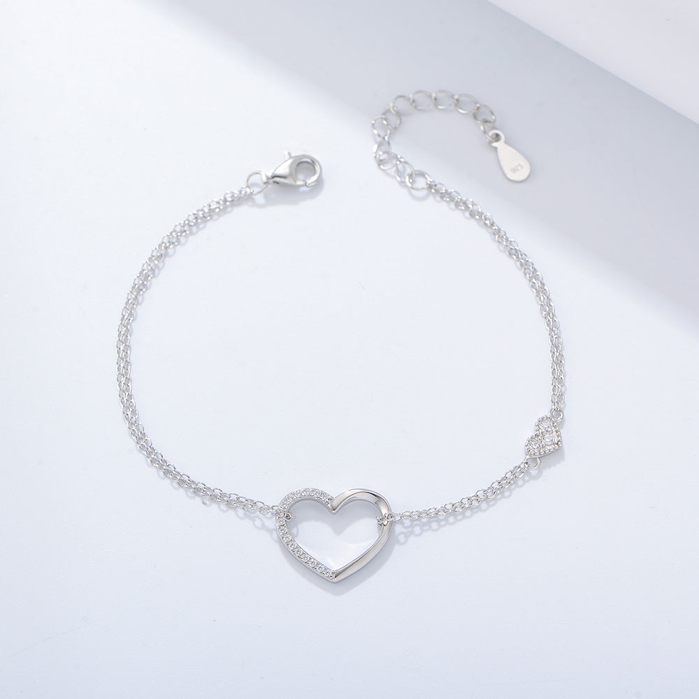 Jewelry Zirconia Heart Charm Bracelet