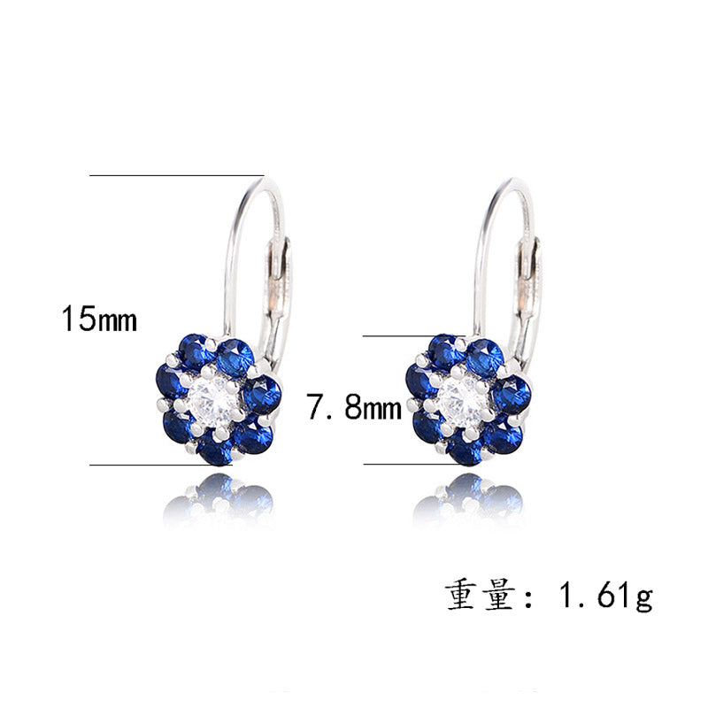 Classic Sapphire  Cubic Zirconia Flower Drop Earrings