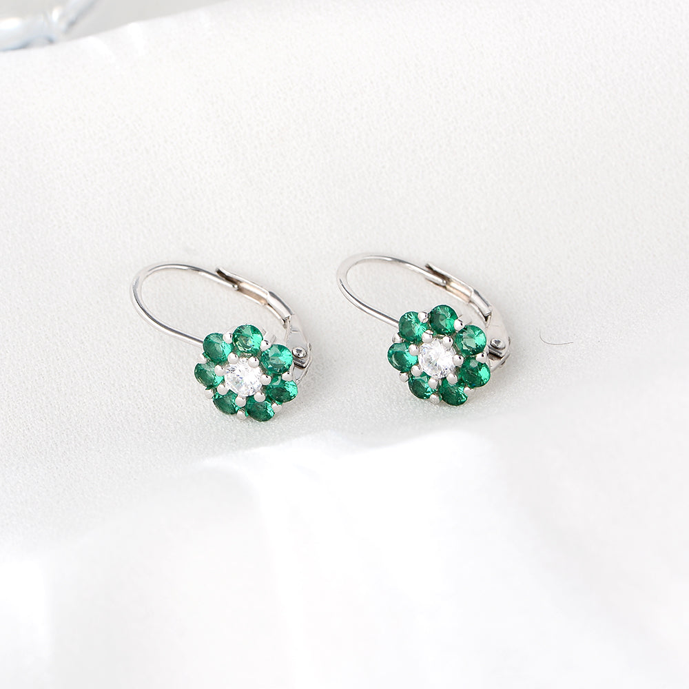 Classic Sapphire  Cubic Zirconia Flower Drop Earrings