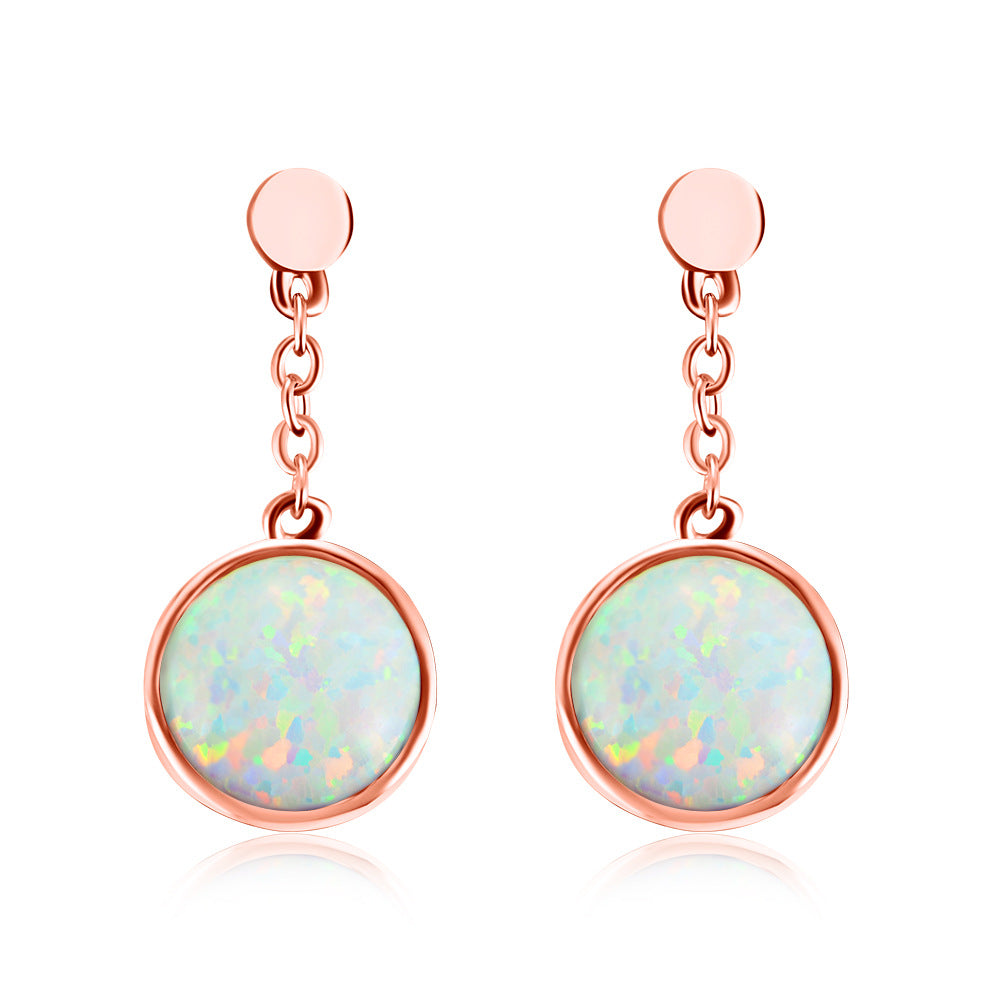 Fashion  Round Opal Drop Earrings