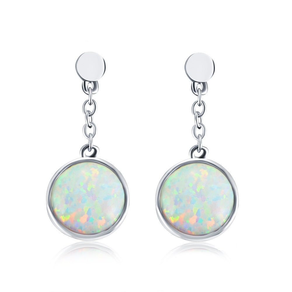 Fashion  Round Opal Drop Earrings