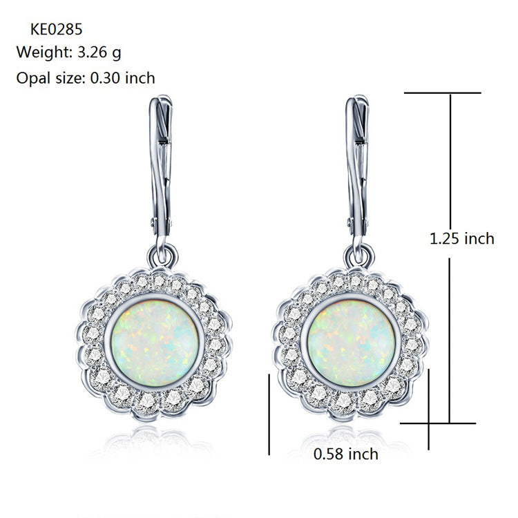 Fashion Vintage 925 Sterling Silver Gold Plated Cubic Zircon Opal Drop Earrings Jewelry