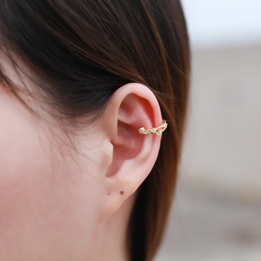 Minimalist Gold Plated Zircon No Piercing Dainty Cuff Earrings