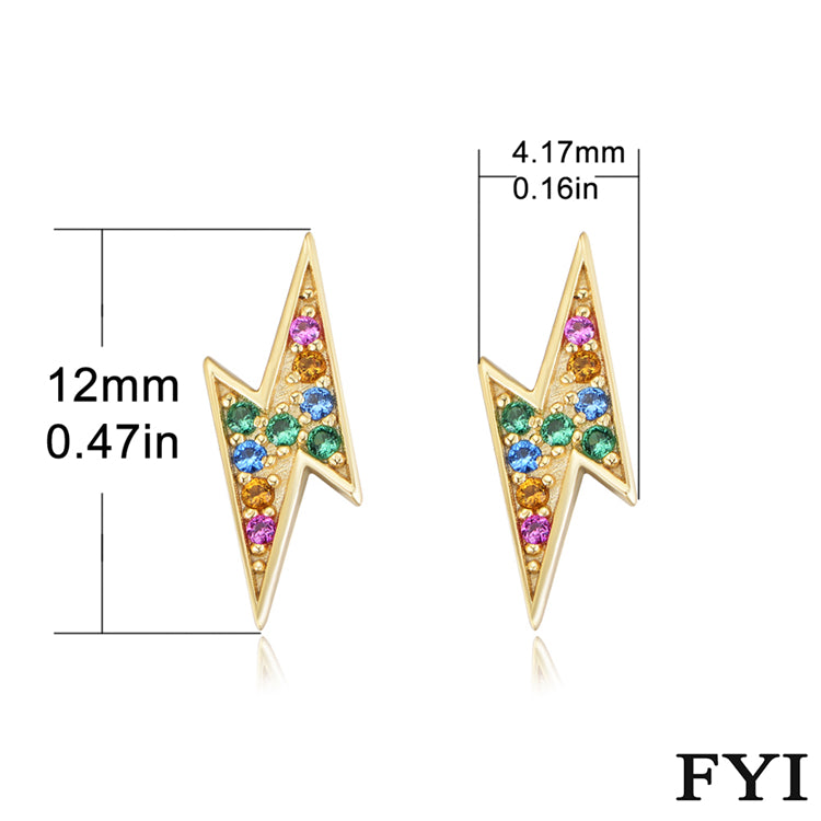 Trendy S925 Sterling Silver Delicate Simple Lightning Stud Earrings