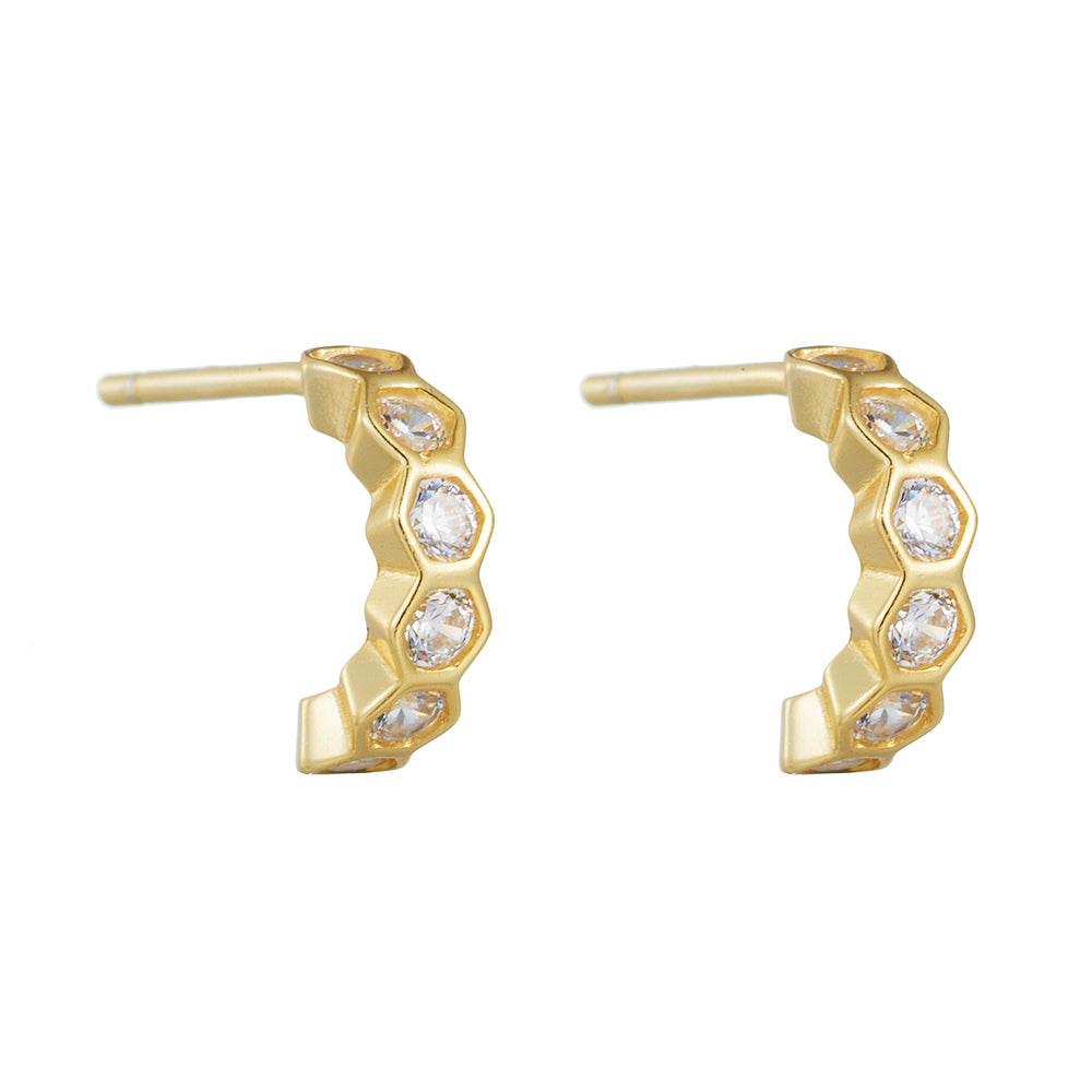 Latest Small Cuff Stud Fashion Female Beehive Earrings in 925 Sterling Silver