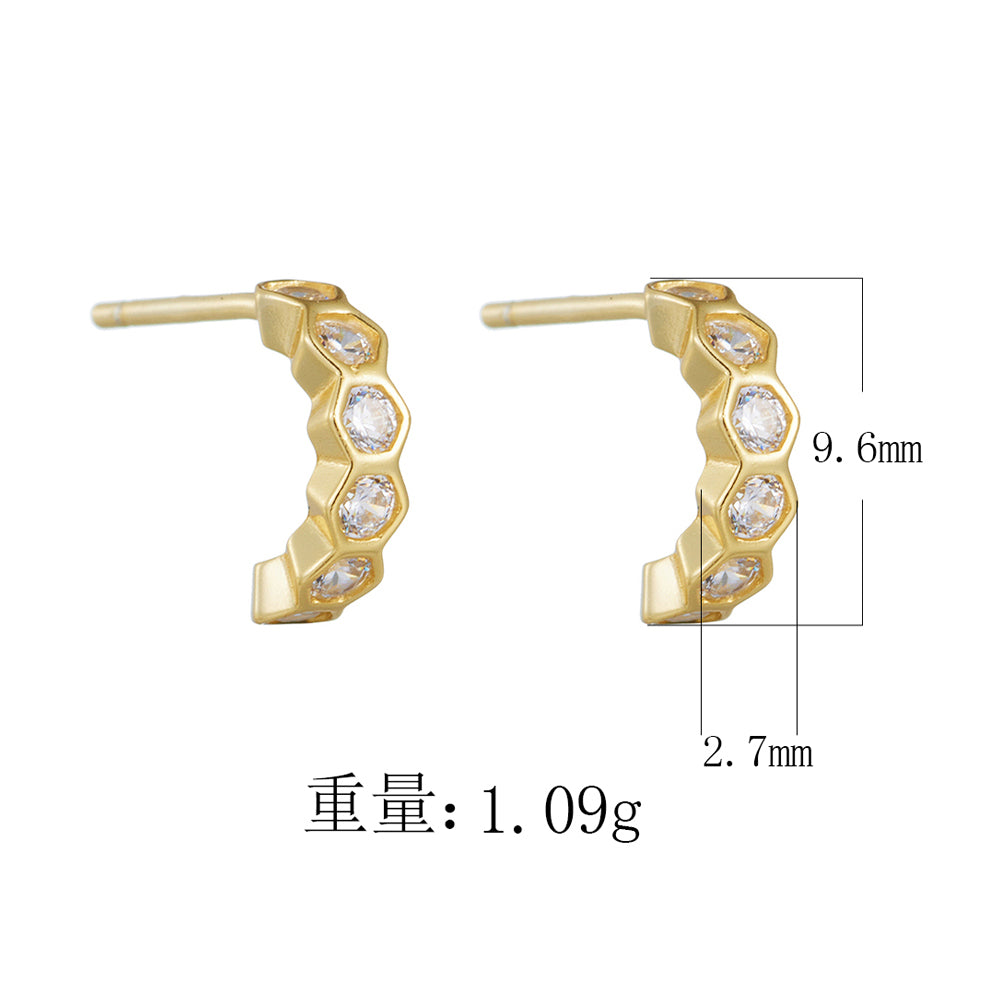 Latest Small Cuff Stud Fashion Female Beehive Earrings in 925 Sterling Silver