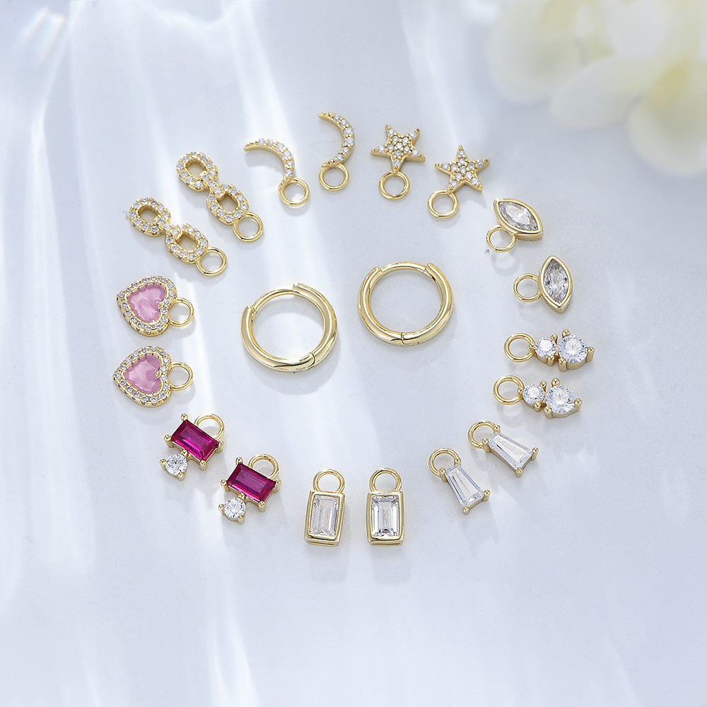 Fashion triple bezel CZ infinity huggies earrings