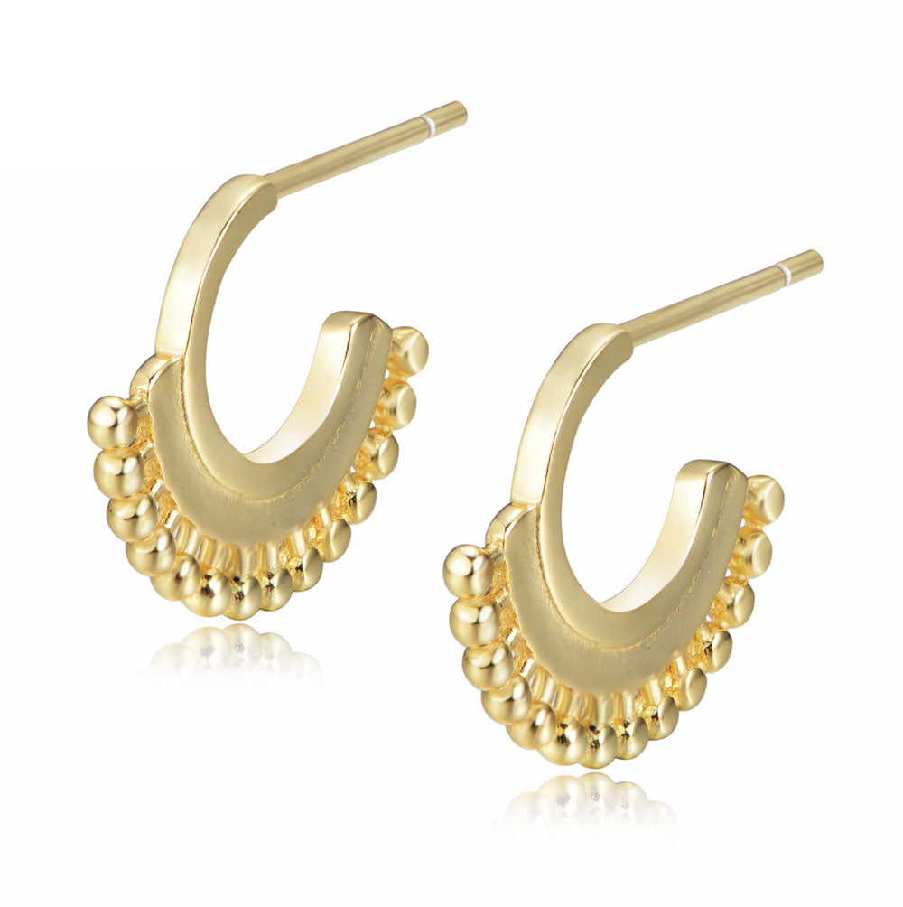 Fashion Gold Plated 925 Sterling Silver C Shaped Stud Earrings