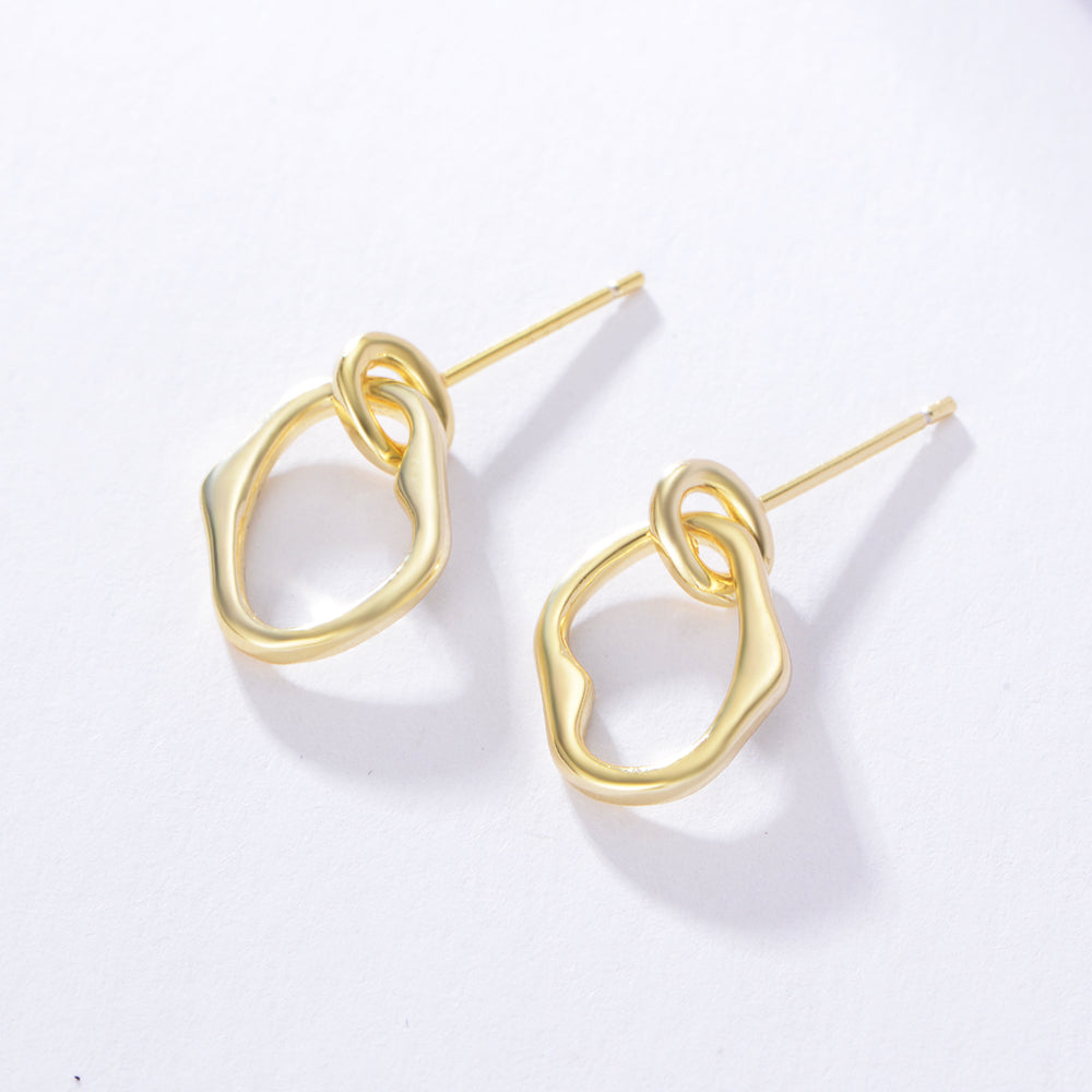 Simple Irregular Hoop Charm Stud Earrings