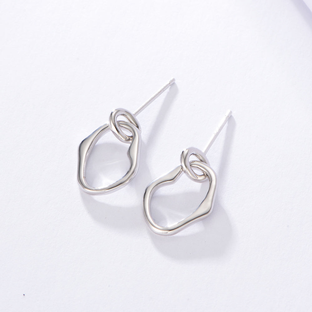 Simple Irregular Hoop Charm Stud Earrings