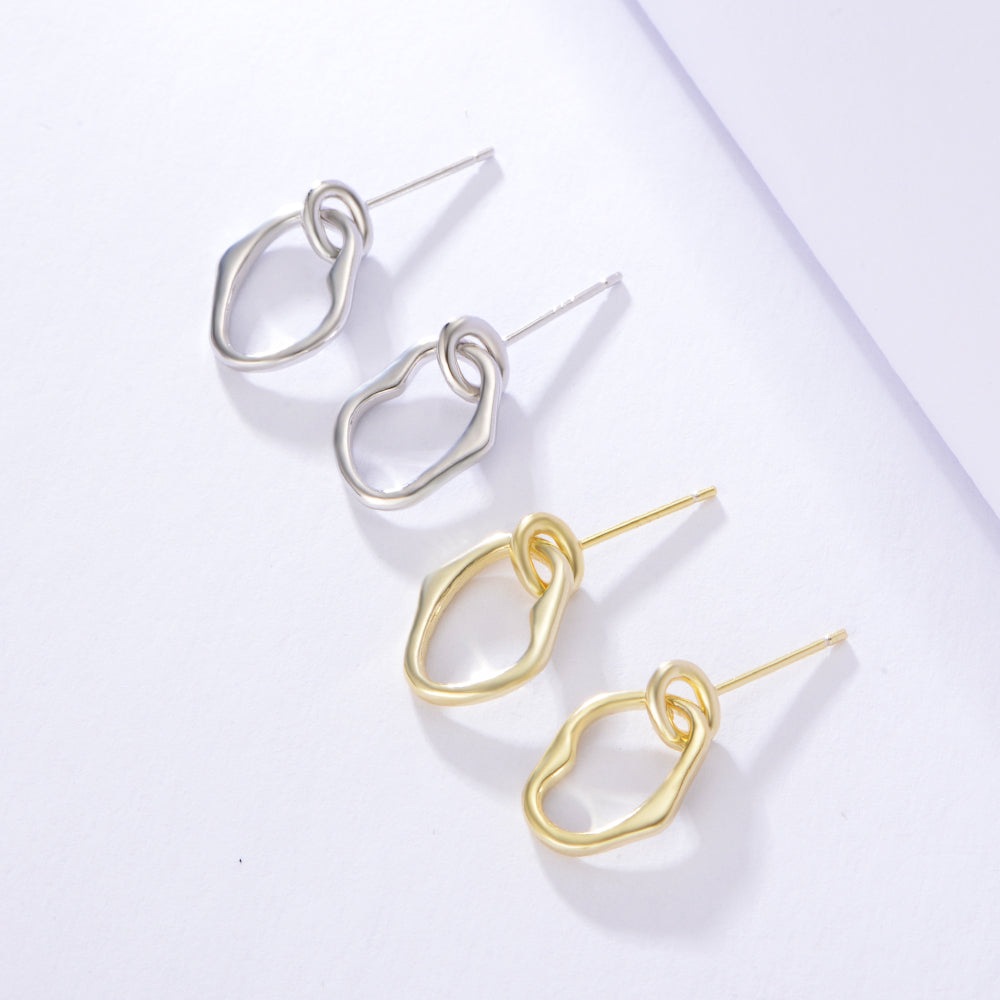 Simple Irregular Hoop Charm Stud Earrings