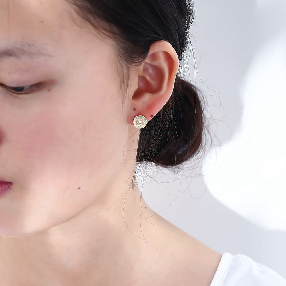 Fashion Clear Cubic Zircon Evil Eye Coin Stud Earrings