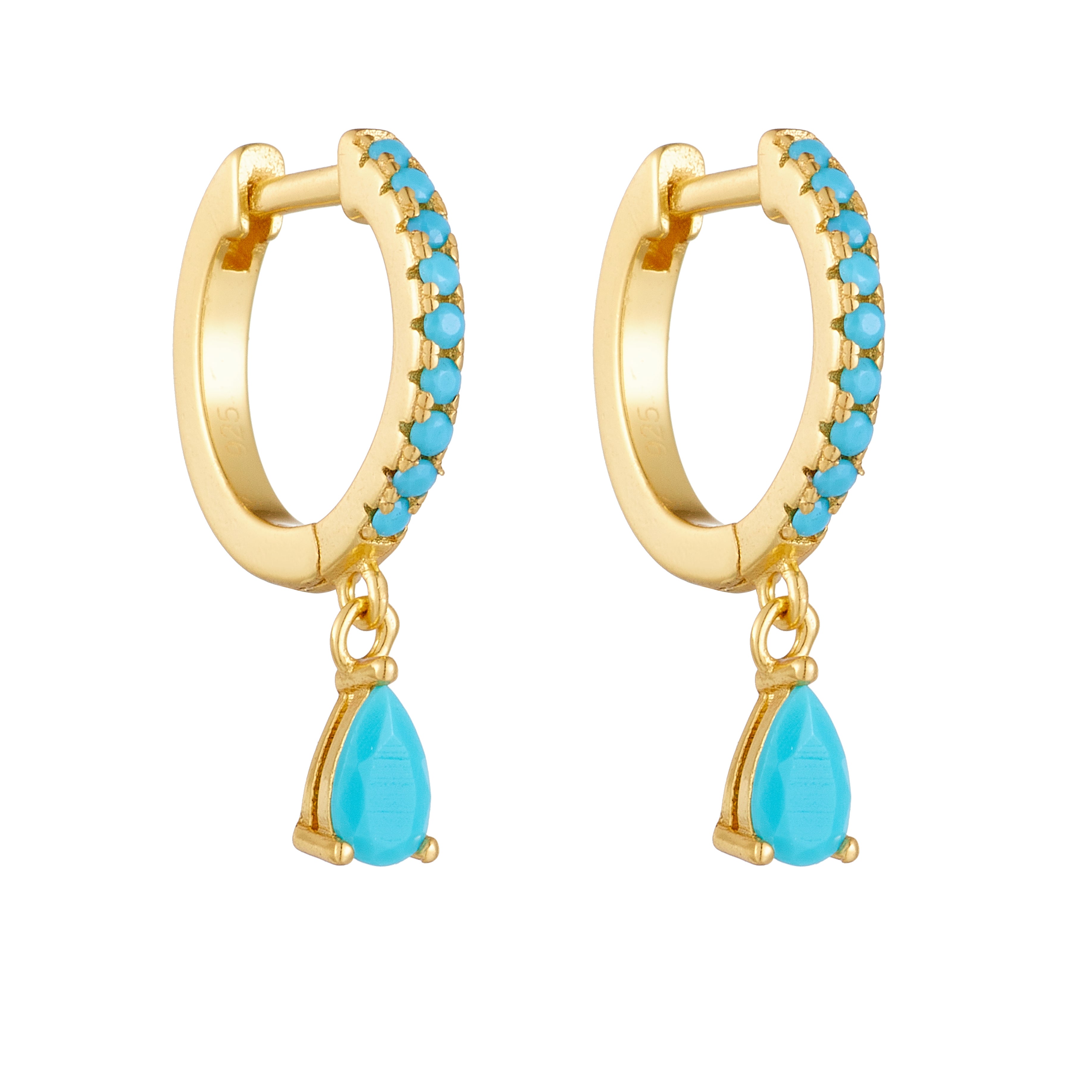 Fashion Vintage Women Turquoise Stone Dangle Hoop Earrings Jewelry