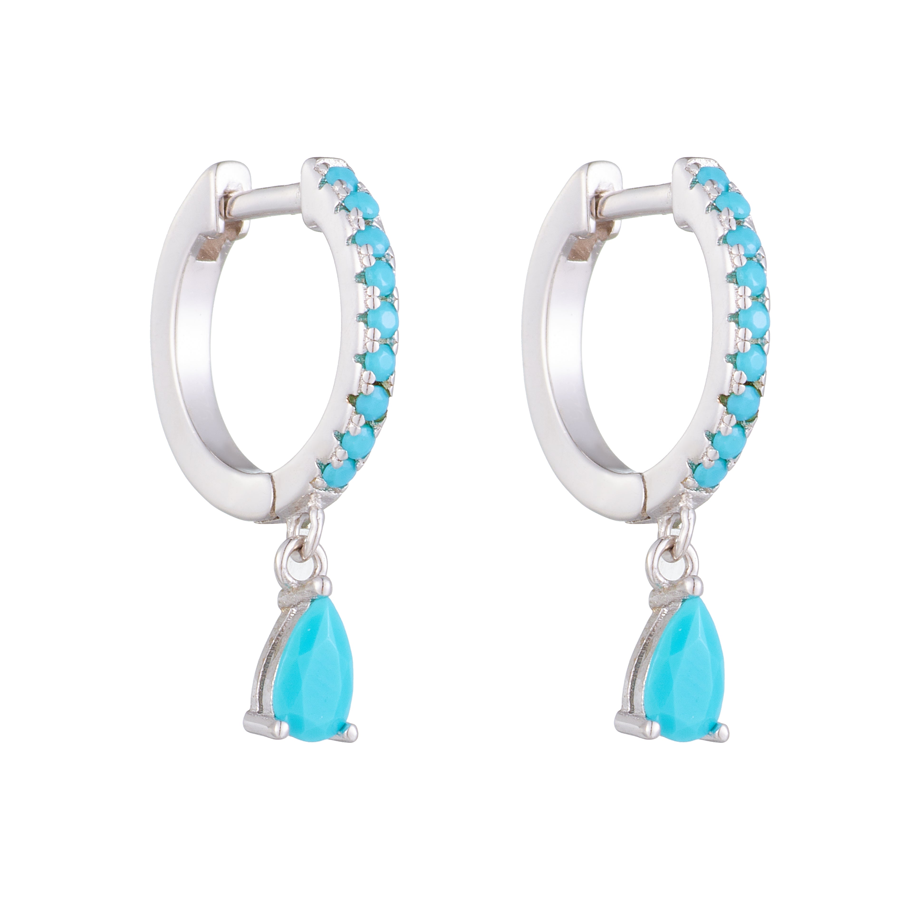 Fashion Vintage Women Turquoise Stone Dangle Hoop Earrings Jewelry