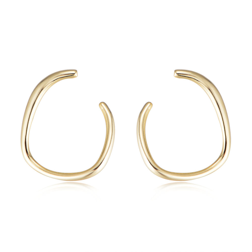 925 Sterling Silver Irregularity Hoop Stud Earrings