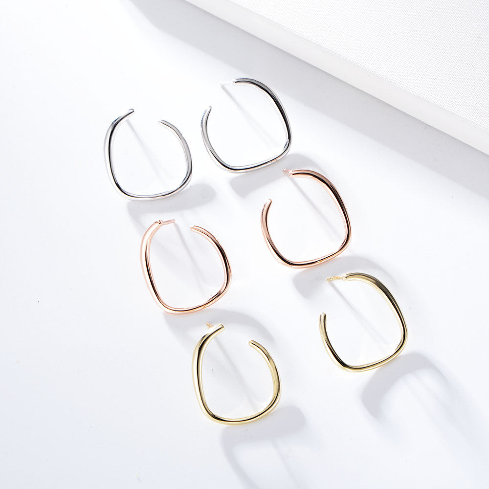 Irregularity Hoop Stud Earrings