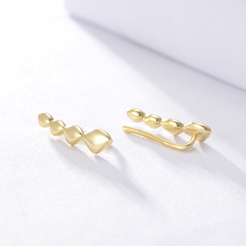 S925 Sterling Silver 14K Gold Plated Cuff Ear Climber Earrings