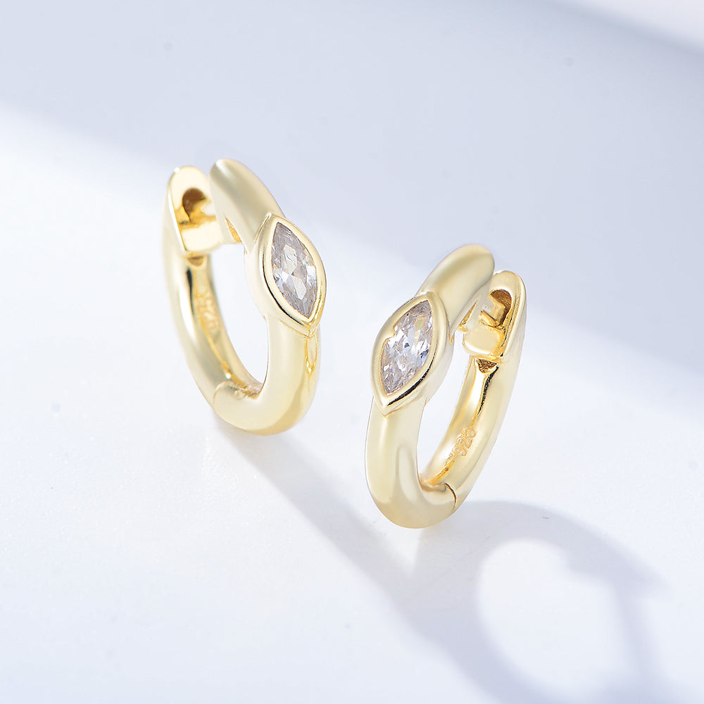 Marquise Zirconia Huggie Earrings