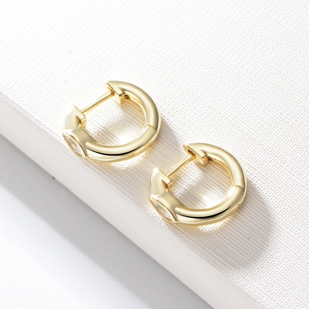Marquise Zirconia Huggie Earrings