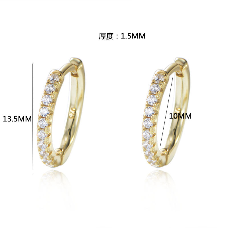 Fashion Jewelry Sterling Silver Gold Plated Cubic Zirconia Hoop Huggie Earrings