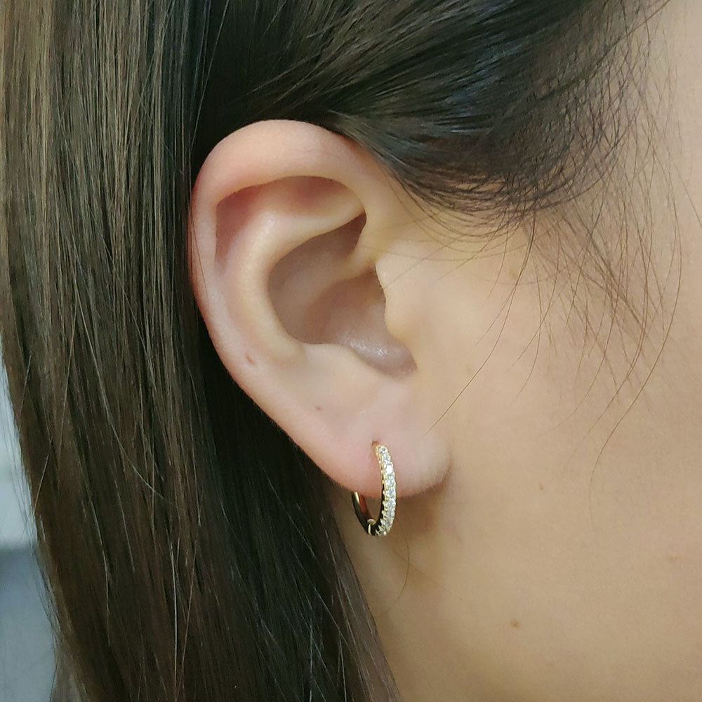 Fashion Jewelry Sterling Silver Cubic Zirconia Hoop Huggie Earrings