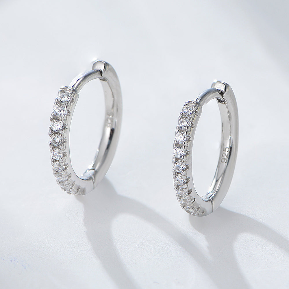 Fashion Jewelry Sterling Silver Cubic Zirconia Hoop Huggie Earrings