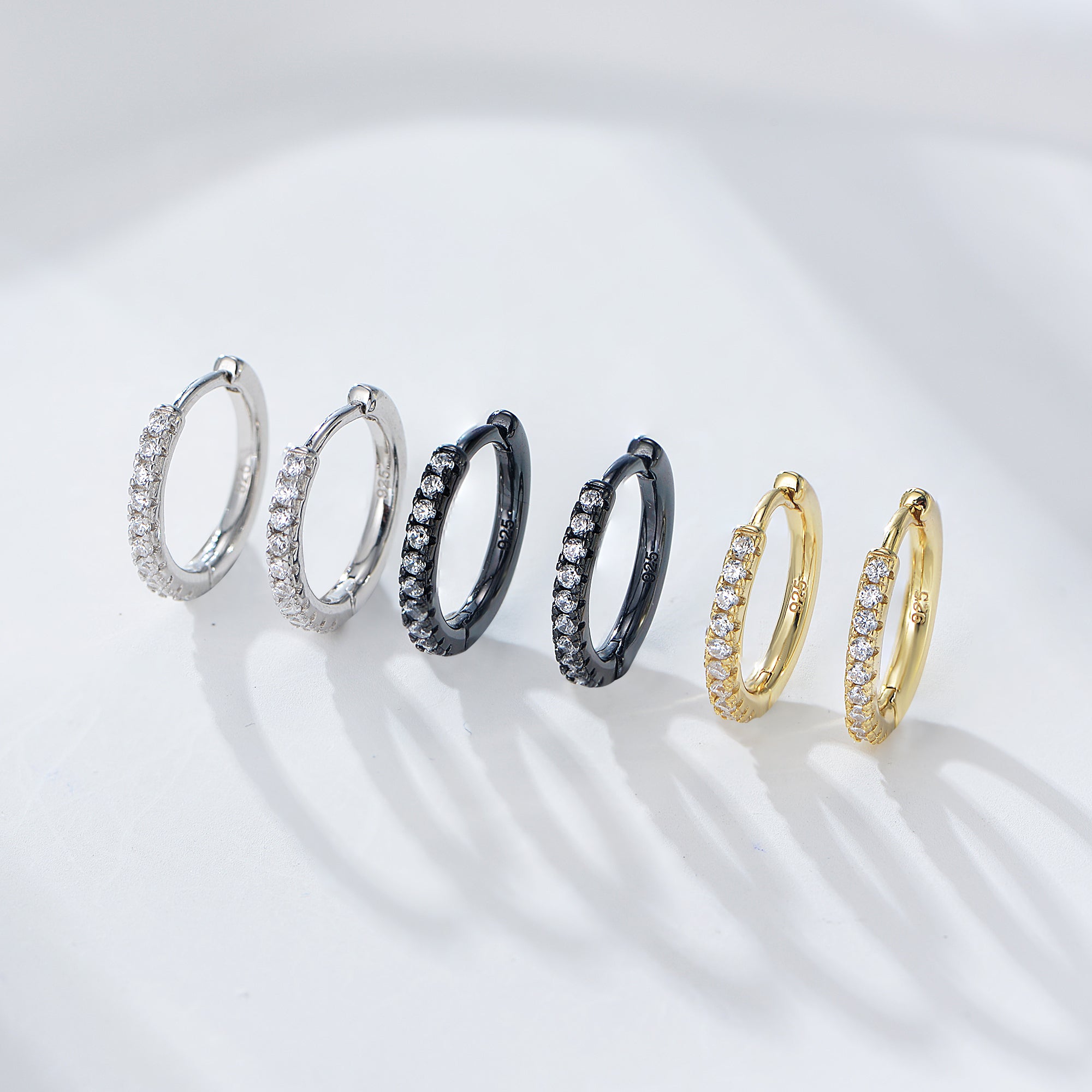 Fashion Jewelry Sterling Silver Cubic Zirconia Hoop Huggie Earrings