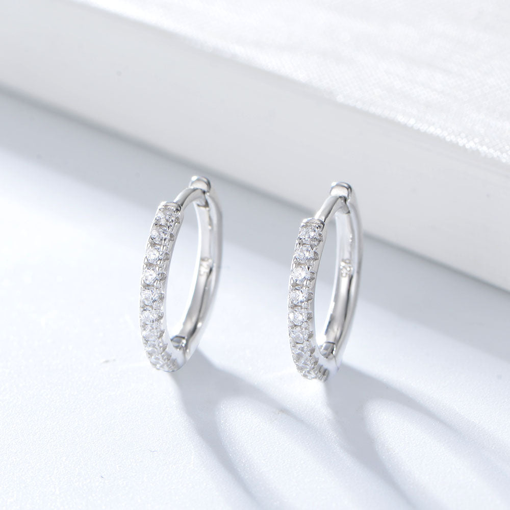 Fashion Jewelry Sterling Silver Cubic Zirconia Hoop Huggie Earrings