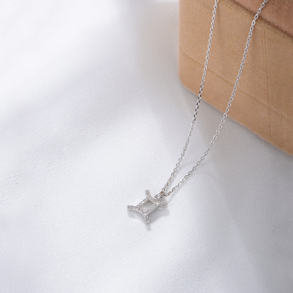 Simple CZ Twelve Constellation Pendant Necklace