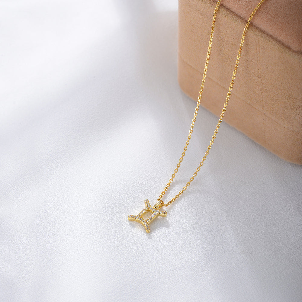 Simple CZ Twelve Constellation Pendant Necklace