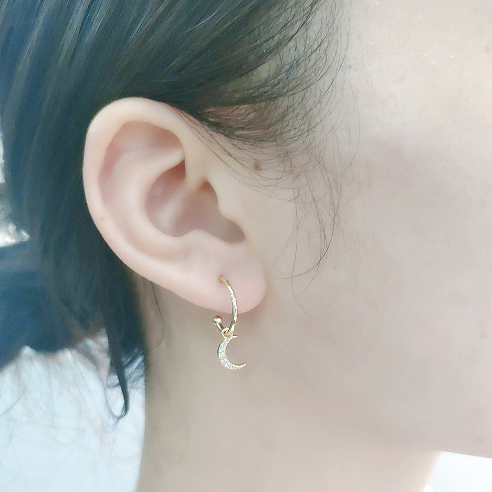 Fashion Gold Plated Jewelry Classic Moon Star Charm Stud Earrings