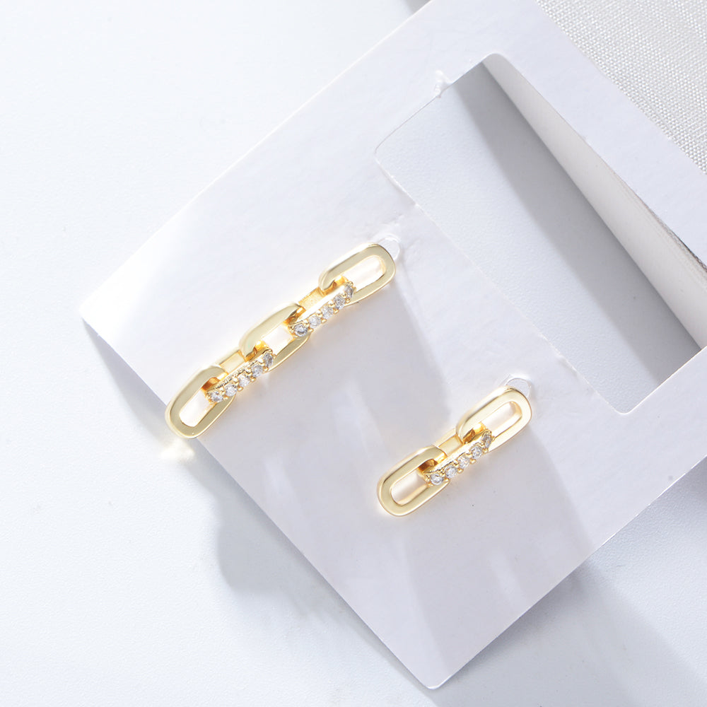 Trendy Jewelry CZ Diamond Chain Link Dangle Stud Earring