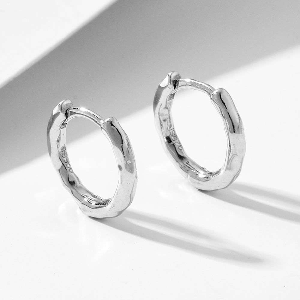 Simple  Irregular Polished Finish Huggie Earrings