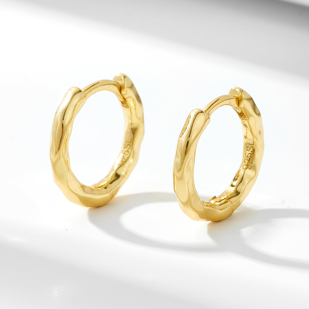 Simple  Irregular Polished Finish Huggie Earrings