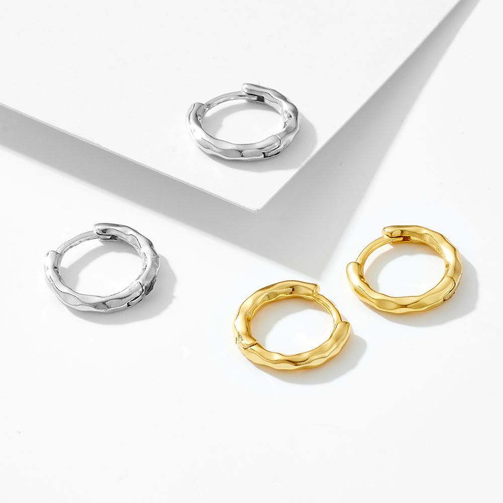 Simple  Irregular Polished Finish Huggie Earrings