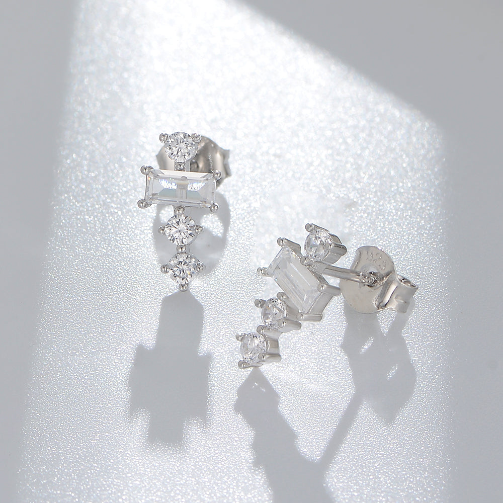 Simple Fashion Geometric Clear Cubic Zirconia Cross Stud Earrings