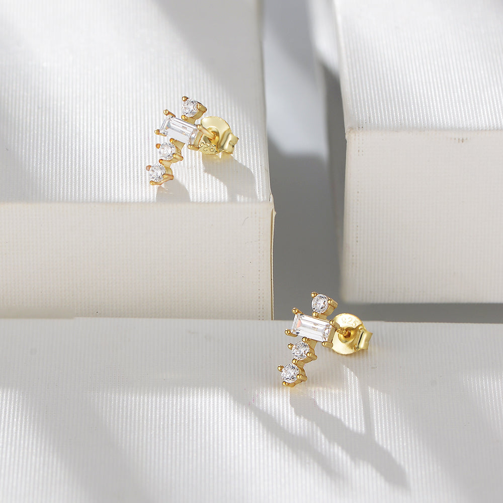 Simple Fashion Geometric Clear Cubic Zirconia Cross Stud Earrings