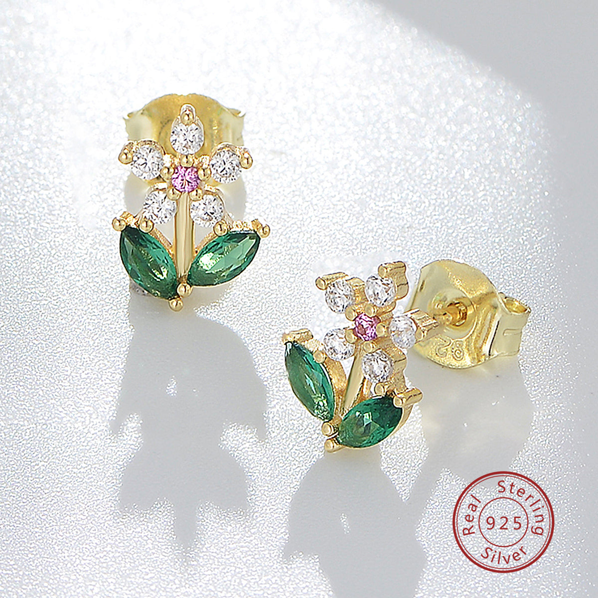 Flower Cubic Zirconia Stud Earrings