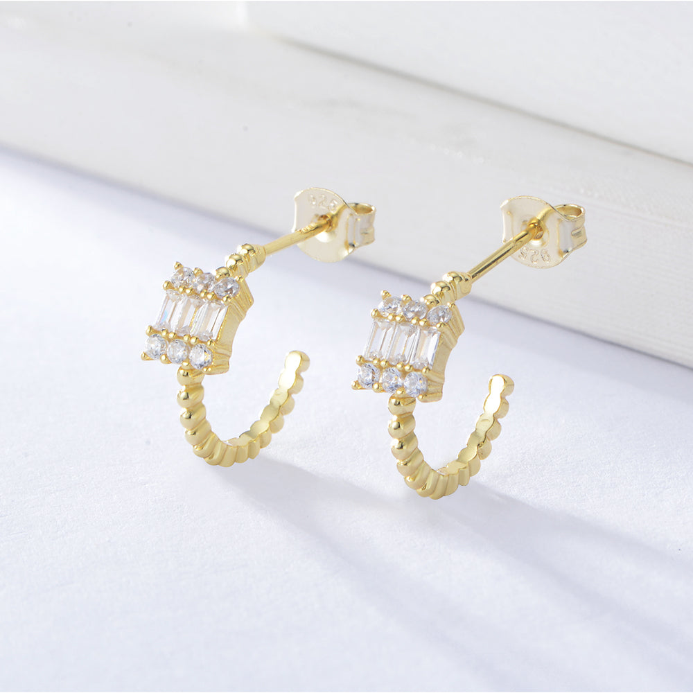 Fashion Jewelry Geometry Square Solitaire Diamond Zircon Earrings