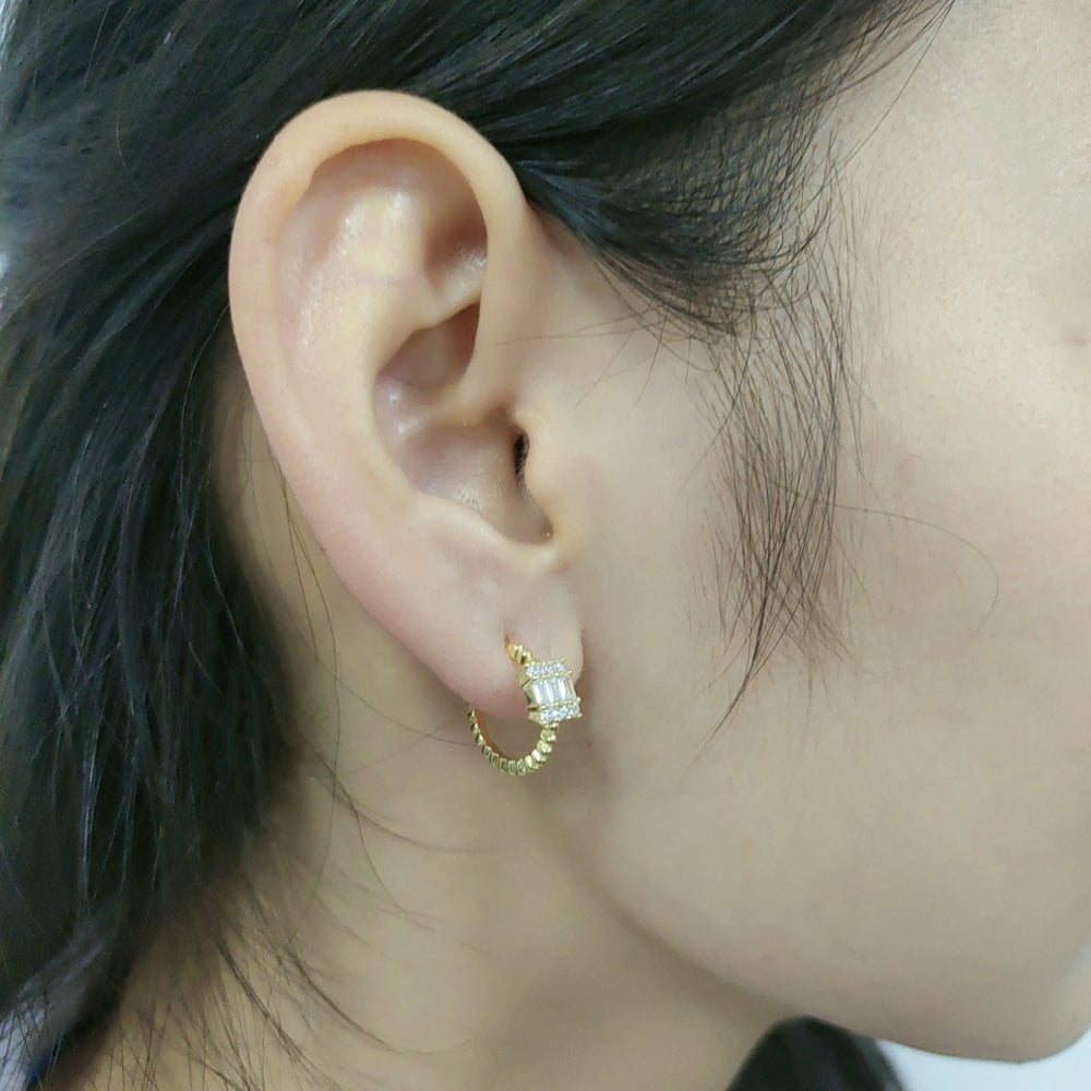 Fashion Jewelry Geometry Square Solitaire Diamond Zircon Earrings