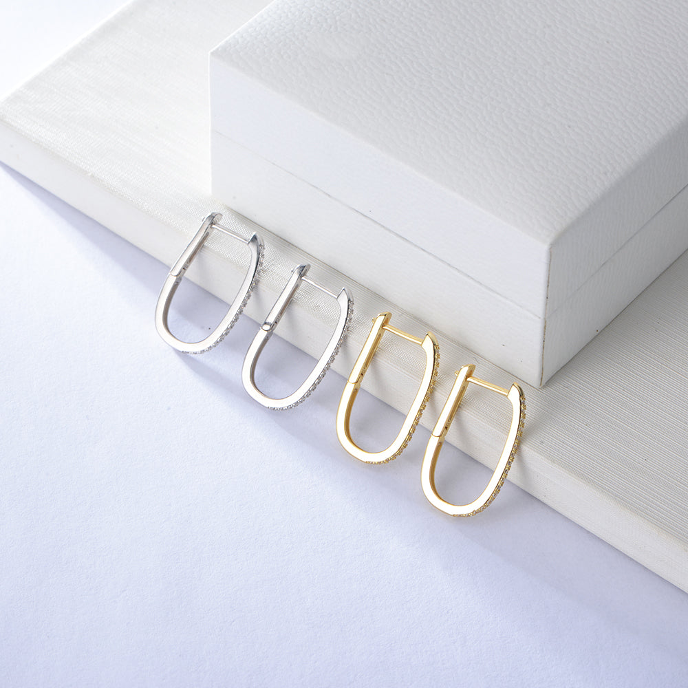 Simple Pave Zircon U Shape Huggie Earrings