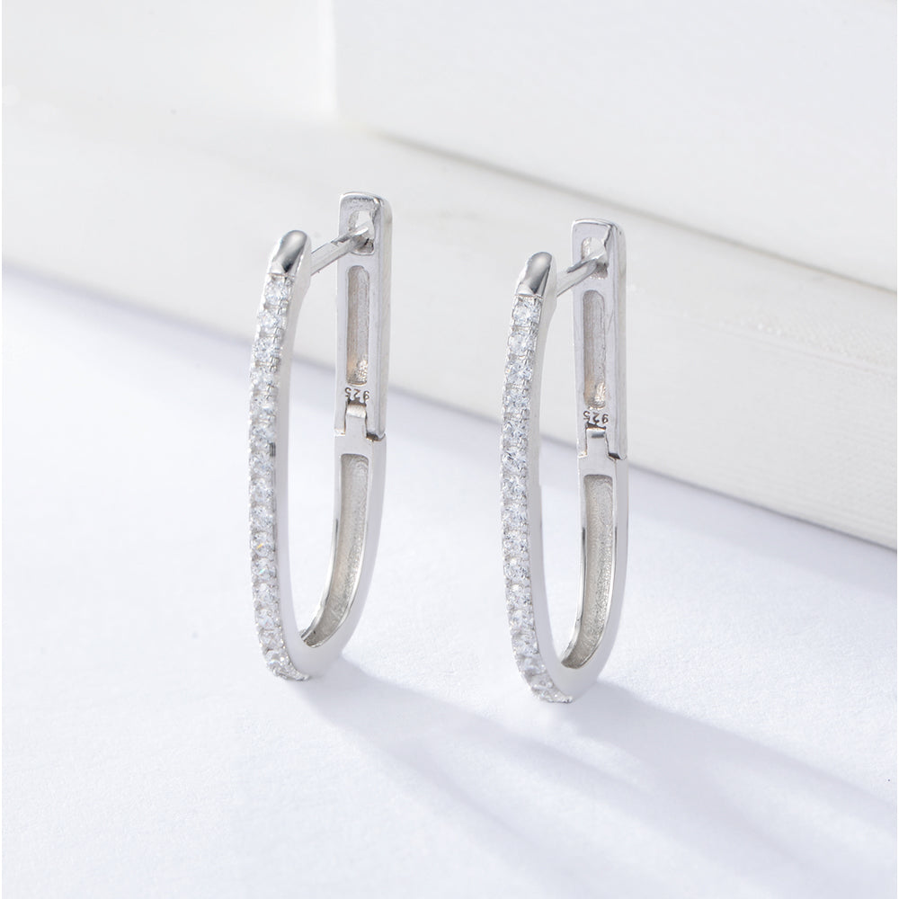 Simple Pave Zircon U Shape Huggie Earrings