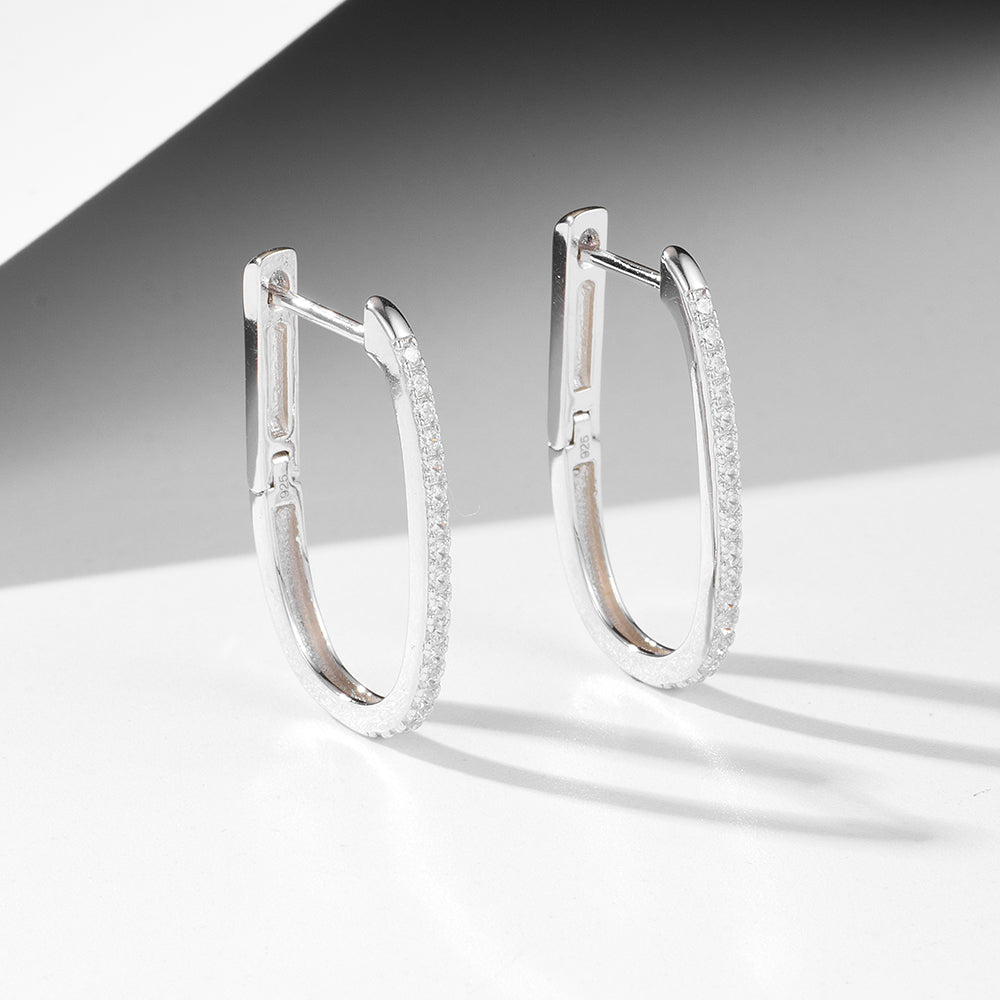 Simple Pave Zircon U Shape Huggie Earrings