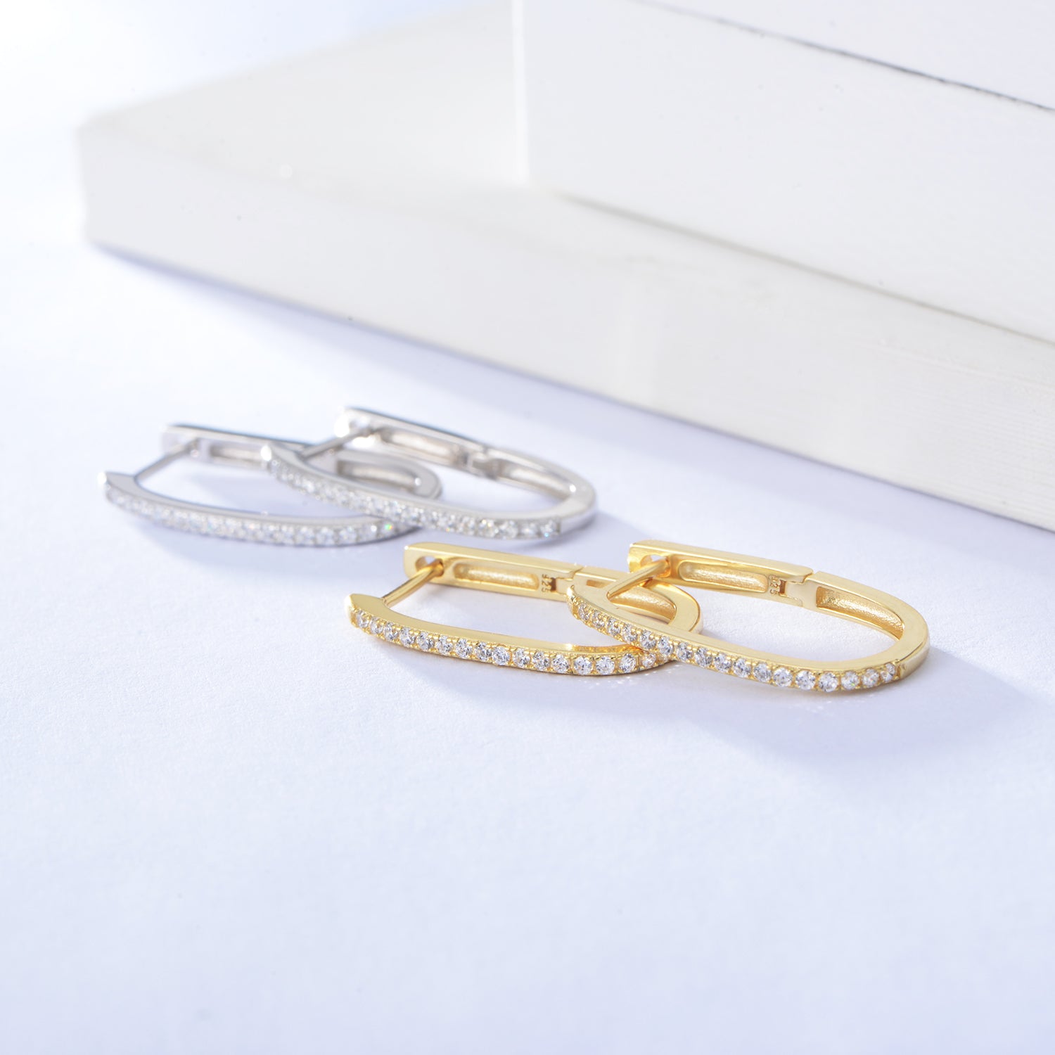 Simple Pave Zircon U Shape Huggie Earrings